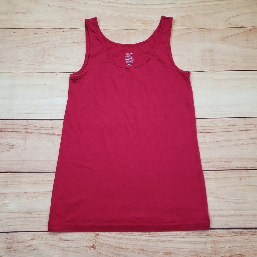VTG Mossimo Shirt Womens XXL Red Scoop Neck Tank Top Cotton Modal Stretch Basic
